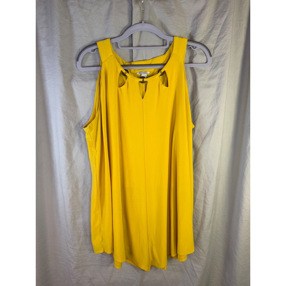 Est. 1946 Womens Mustard Yellow Keyhole Ring Detail Sleeveless Blouse 18/20W - Picture 2 of 6